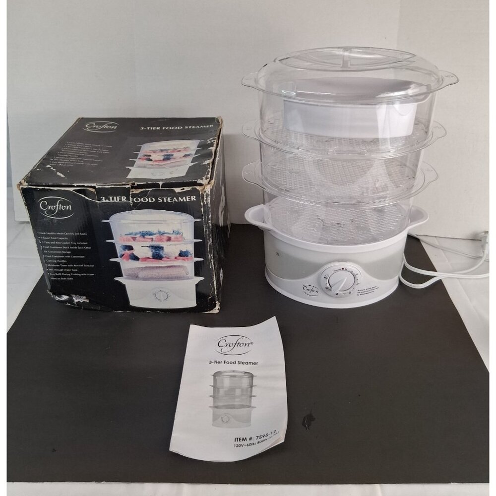 Crofton 3-Tier Food Steamer Model HY-4402 w Rice Tray 800W NEW Open Box Tested